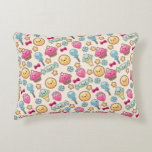 Kawaii child pattern with cute doodles accent pillow