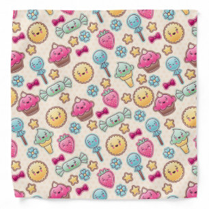 Kawaii child pattern with cute doodles bandana