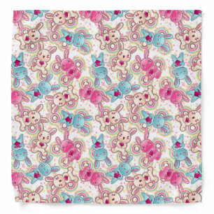 Kawaii Child Pattern with Cute Doodles Bandana