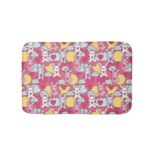 Kawaii Child Pattern with Cute Doodles Bathroom Mat