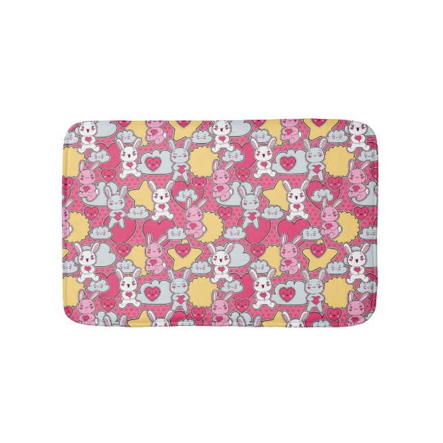 Kawaii Child Pattern with Cute Doodles Bathroom Mat (Front)