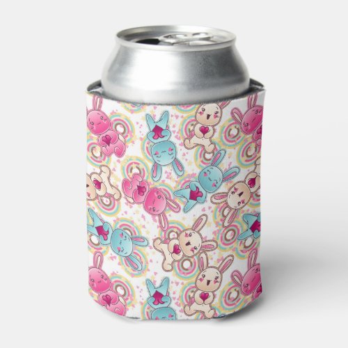 Kawaii Child Pattern with Cute Doodles Can Cooler