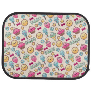 Kawaii child pattern with cute doodles car mat