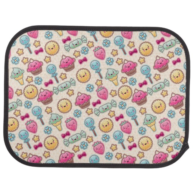 Kawaii child pattern with cute doodles car mat (Rear)