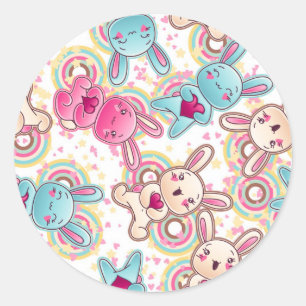 Kawaii Child Pattern with Cute Doodles Classic Round Sticker