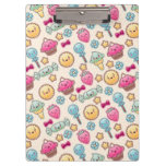Kawaii child pattern with cute doodles clipboard