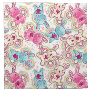 Kawaii Child Pattern with Cute Doodles Cloth Napkin