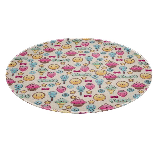 Kawaii child pattern with cute doodles cutting board (Corner)