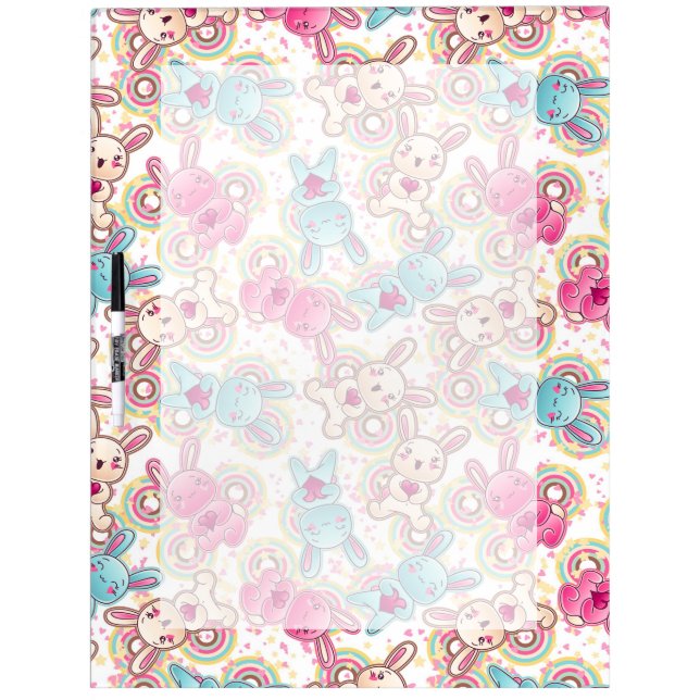 Kawaii Child Pattern with Cute Doodles Dry Erase Board (Front)