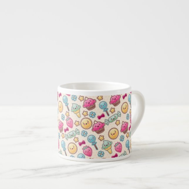 Kawaii child pattern with cute doodles espresso cup (Front Right)