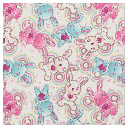 Kawaii Child Pattern with Cute Doodles Fabric