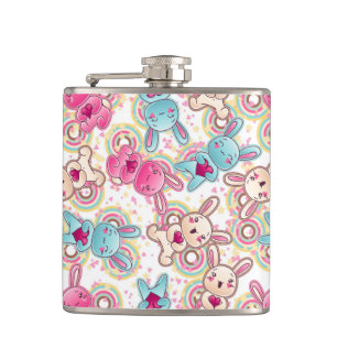 Kawaii Child Pattern with Cute Doodles Flask