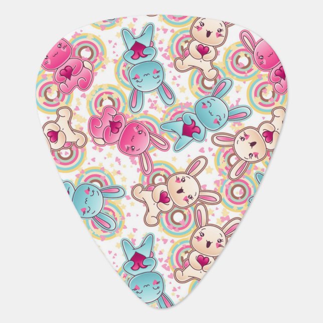 Kawaii Child Pattern with Cute Doodles Guitar Pick