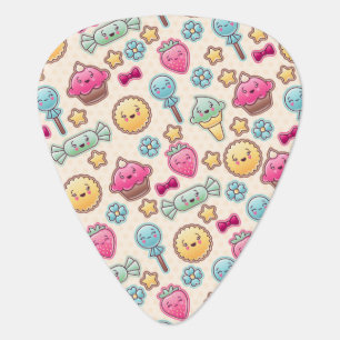 Kawaii child pattern with cute doodles guitar pick