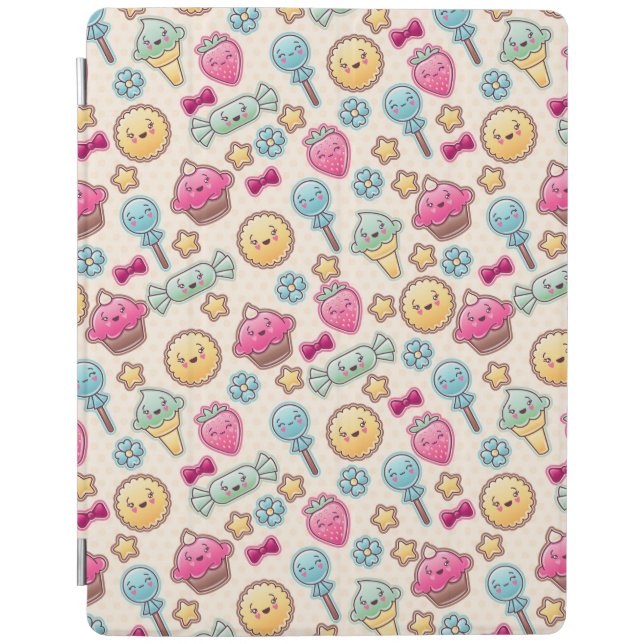 Kawaii child pattern with cute doodles iPad smart cover (Front)
