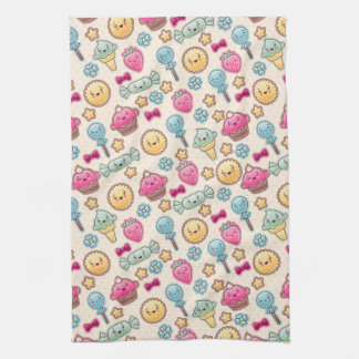 Kawaii child pattern with cute doodles kitchen towel