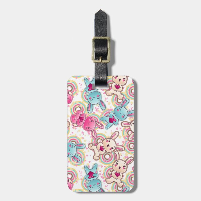 Kawaii Child Pattern with Cute Doodles Luggage Tag (Front Vertical)