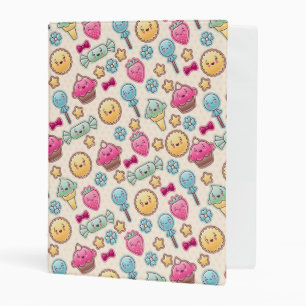 Kawaii child pattern with cute doodles mini binder