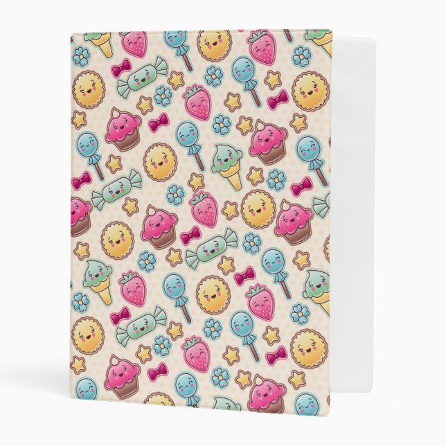 Kawaii child pattern with cute doodles mini binder (Front/Inside)