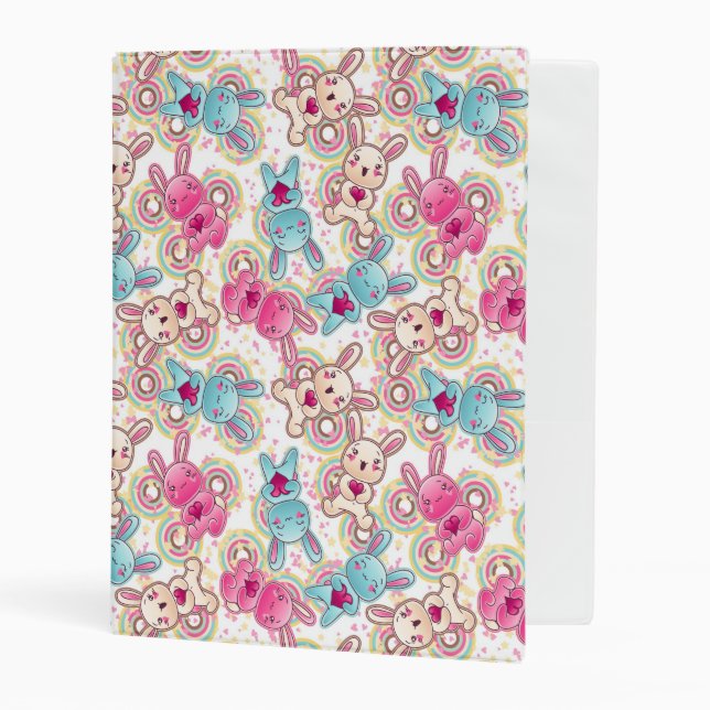 Kawaii Child Pattern with Cute Doodles Mini Binder (Front/Inside)