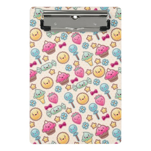 Kawaii child pattern with cute doodles mini clipboard (Front)