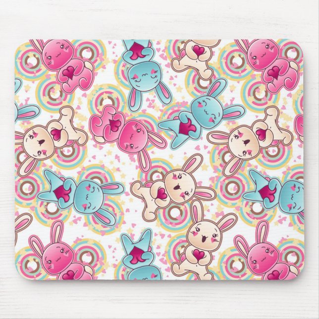 Kawaii Child Pattern with Cute Doodles Mouse Pad (Front)