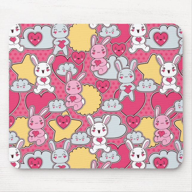Kawaii Child Pattern with Cute Doodles Mouse Pad (Front)