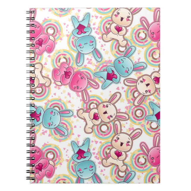 Kawaii Child Pattern with Cute Doodles Notebook (Front)
