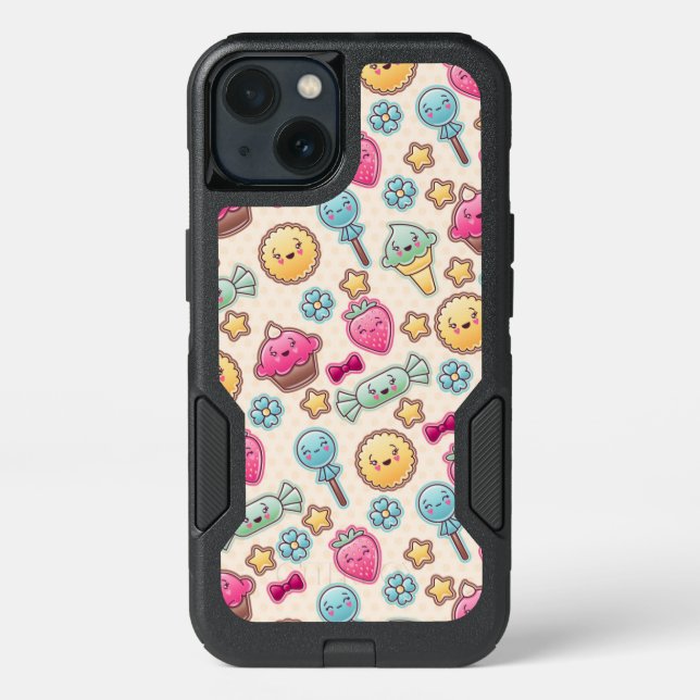 Kawaii child pattern with cute doodles otterbox iPhone case (Back)