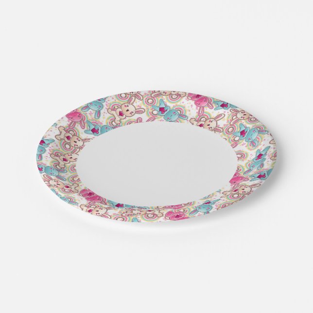 Kawaii Child Pattern with Cute Doodles Paper Plates (Angled)