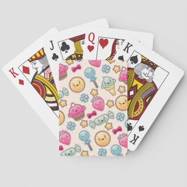 Kawaii child pattern with cute doodles poker cards (Back)
