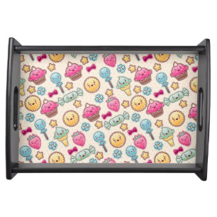 Kawaii child pattern with cute doodles serving tray