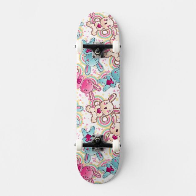 Kawaii Child Pattern with Cute Doodles Skateboard Deck (Front)
