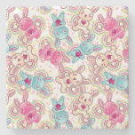 Kawaii Child Pattern with Cute Doodles Stone Coaster
