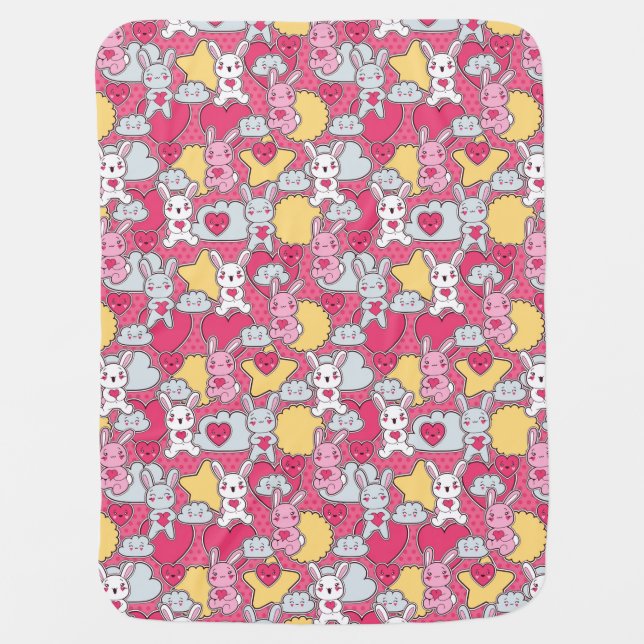 Kawaii Child Pattern with Cute Doodles Stroller Blanket (Front)