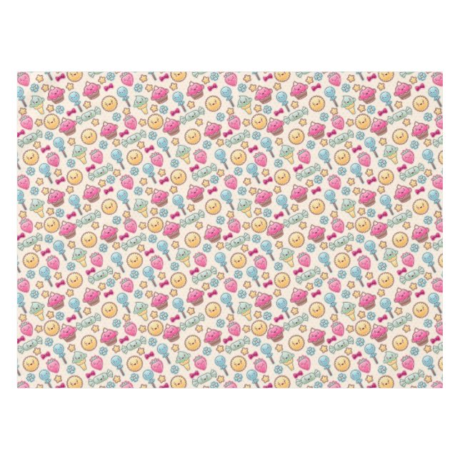 Kawaii child pattern with cute doodles tablecloth (Front (Horizontal))