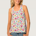 Kawaii child pattern with cute doodles tank top