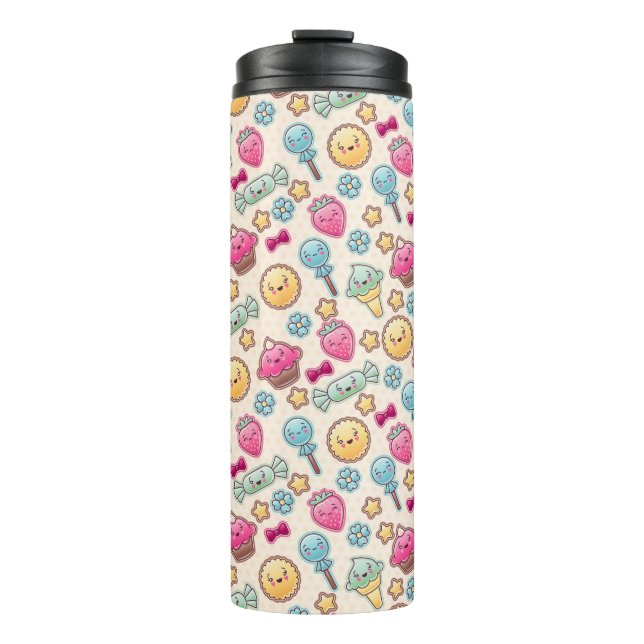 Kawaii child pattern with cute doodles thermal tumbler (Front)