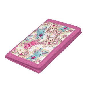 Kawaii Child Pattern with Cute Doodles Tri-fold Wallet