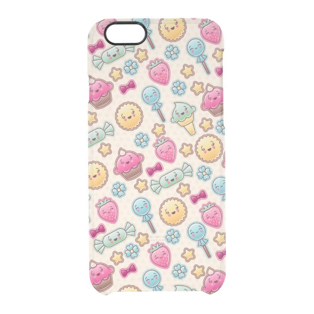 Kawaii child pattern with cute doodles uncommon iPhone case (Back)