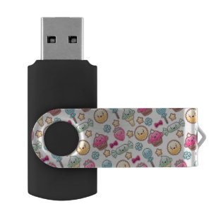 Kawaii child pattern with cute doodles USB flash drive