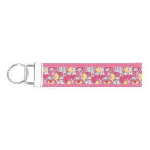 Kawaii Child Pattern with Cute Doodles Wrist Keychain