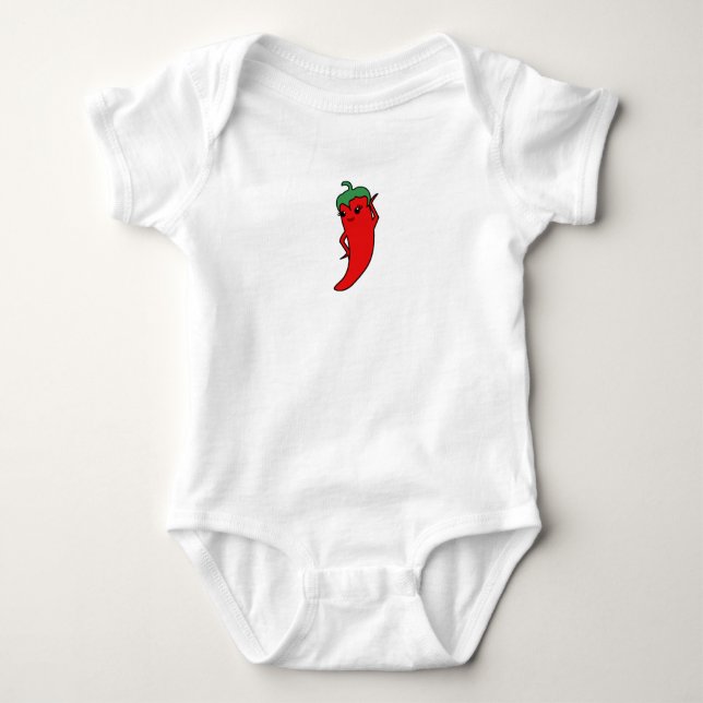 Kawaii Chili Pepper Diva Custom Baby Bodysuit (Front)