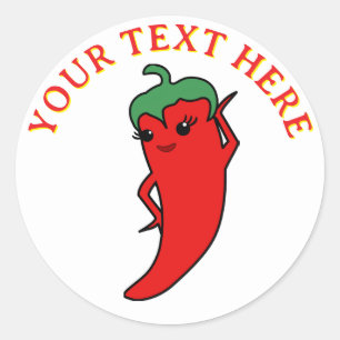 Kawaii Chili Pepper Diva Custom Classic Round Sticker