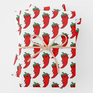 Kawaii Chili Pepper Diva Custom Wrapping Paper Sheets
