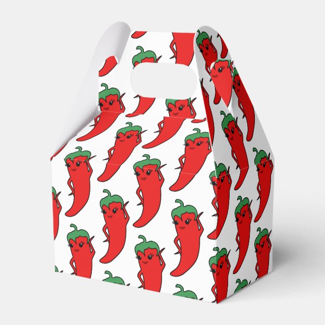 Kawaii Chili Pepper Drawing Pattern Favor Boxes (Front Side)
