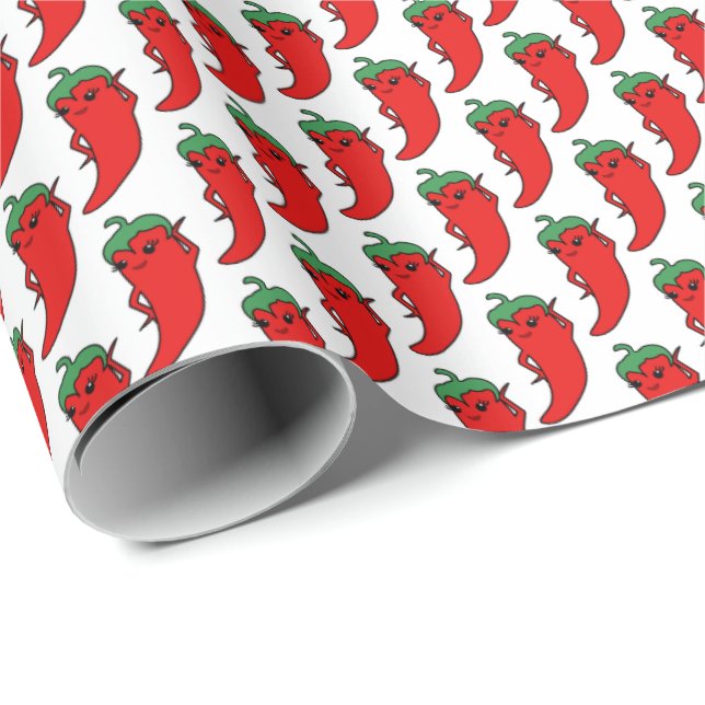 Kawaii Chili Pepper Drawing Wrapping Paper (Roll Corner)
