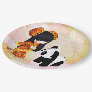 Kawaii China Girl Paper Plates