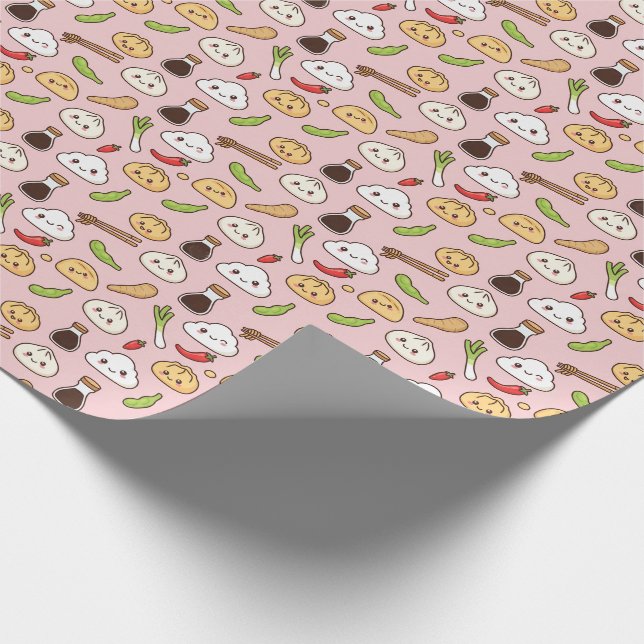 Kawaii Chinese Food theme Wrapping Paper (Corner)