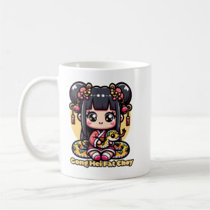 Kawaii Chinese New Year Snake and Girl Coffee Mug